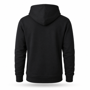 Men's <b>Black</b> <b>Fleece</b> Hoodie Pullover Sweatshirt Drawstring Hood Kangaroo Pocket Regular Fit Casual Wear Customized Color Front - Product Image 2