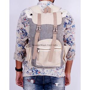 Mochila Artesanal Unisex de Tamaño Mediano, 100% Algodón, Estilo Vintage, Ligera, 20L, Cierre de Cremallera y Hebilla, con Logotipo Artesanal, para Viajes - Product Image 5