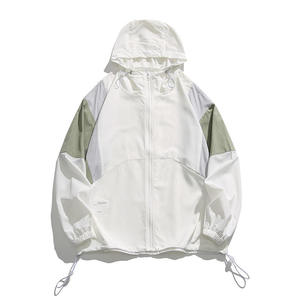 Veste softshell unisexe à capuche, colorée, coupe ample, fermeture éclair, résistante à l'eau, pour l'été, vêtements de plein air avec poches - Product Image 3