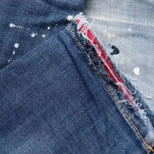Jean droit élégant pour homme, respirant, en denim imprimé, coupe ajustée, style streetwear, délavé, extensible, OEM - Product Image 5