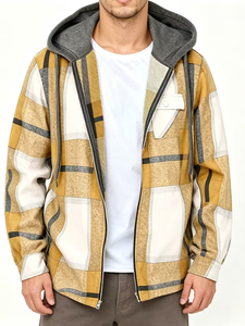 Wholesale Streetwear <b>Flannel</b> Shirt <b>Jacket</b> Long Sleeve Plaid Polyester Lined Breathable - Product Image 3
