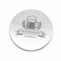 Posavasos de Acero Inoxidable con Logotipo Grabado con Láser Personalizado, Regalo Circular para el Oktoberfest