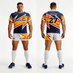 Uniforme de Rugby Personalizado Premium, Transpirable, de Secado Rápido, 100% Poliéster, Ropa de Rugby OEM para Hombre, para Entrenamiento y Partido, Entrega Rápida - Product Image 1