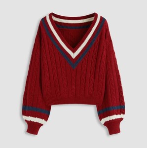 Suéter de Punto Estilo Universitario, Jersey de Punto Simple, Moda Urbana, Suéter Suave y Cómodo para Mujer, Transpirable - Product Image 4