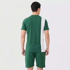 Conjunto Deportivo de Verano para Hombre, Estilo Moderno, Verde Esmeralda con Paneles en Contraste, Corte Ajustado, Camiseta y Pantalones Cortos Deportivos, Ropa Casual Activa - Product Image 5
