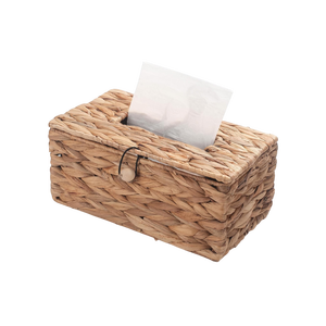 Caja de pañuelos rectangular de jacinto de agua, hecha a mano, ecológica, portátil, de alta calidad, estilo vintage, con logotipo de color personalizado, la mejor opción. - Product Image 1