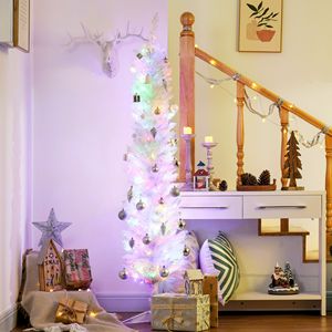 6FT Pre-Lit Artificial Christmas <b>Tree</b> with Colorful LED <b>Lights</b> Pencil Style Colorful Surface Branches Christmas Decorations - Product Image 2