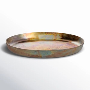 Oval Metal Storage Tray Polished Iridescent Finish Modern Design Single Compartment For Table Use - Product Image 4