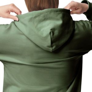 Olive Green Womens Pullover Hoodie <b>Long</b> Sleeve Fleece <b>Sweatshirt</b> Kangaroo Pocket Casual Customized Logo Wholesale Hooded Top - Product Image 5