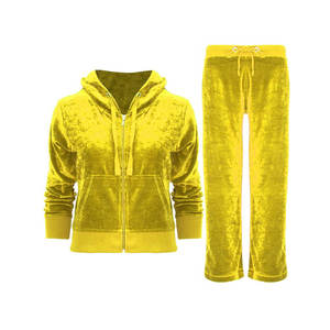 Unisex Gray Velour Tracksuit Hooded Drawstring <b>Jacket</b> Jogger Set Casual Winter Sportswear Full Sleeve Solid Color Pants Side - Product Image 4
