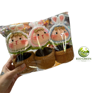 Maceta de ganchillo con forma de flor y animal, hecha a mano con hilo de felpa, decoración estética y adorable, juguete de escritorio de apoyo emocional para niñas - Product Image 3