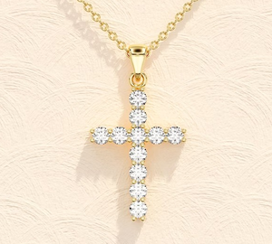 Pendentif croix en argent sterling 925 et moissanite blanche, fait main pour bijoux - Product Image 3
