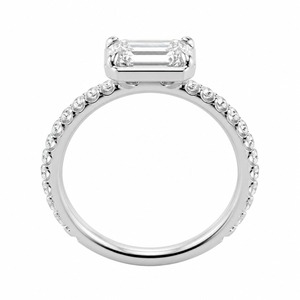 Anillo de compromiso de diamantes con corte esmeralda para mujer, engaste pavé, montura de puntas, estilo clásico, plata 925, certificado IGI - Product Image 5