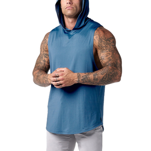 Mens Regular Fit <b>Sleeveless</b> <b>Hoodie</b> Breathable Athletic Workout Soft Gym Training Apparel Summer Polyester/Cotton Custom Design - Product Image 2
