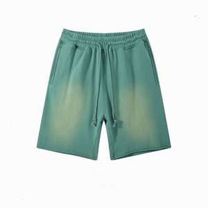 Shorts Bermuda en coton délavé violet pour homme, avec cordon de serrage, couleur unie, poches, tissu tricoté respirant, taille mi-haute - Product Image 2