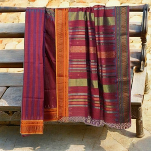 Rich <b>Maroon</b> Karvat Kinar Handloom Cotton <b>Saree</b> | Ethnic Indian Elegance | Premium Women Appereal | Timeless Indian Craftsmanship - Product Image 1