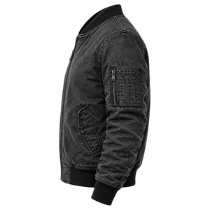 Men's Black Letterman Jacket <b>Covered</b> <b>Button</b> Closure Windproof Quick Dry Eco-Friendly Breathable Casual Outerwear 100% Polyester - Product Image 6