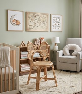 Fauteuil papillon en rotin naturel avec assise en cannage tressé et dossier décoratif en forme de papillon, fauteuil d'appoint bohème artisanal pour chambre d'enfant - Product Image 6
