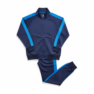 Survêtement de football unisexe deux pièces 100 % polyester, décontracté, uni, sportif, mi-lourd, imprimé par transfert thermique, respirant, longueur intégrale, avec côtés imprimés - Product Image 1
