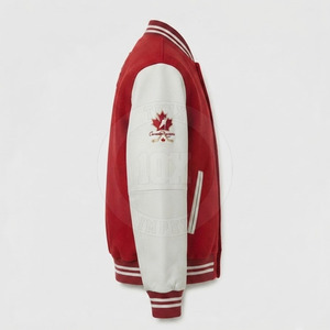 Unisex Fashion Letterman Jacket <b>Wool</b> Blend Body Faux Leather Sleeves Embroidered Patch Casual Winter Jacket - Product Image 4