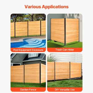 Paravent de jardin en bois massif 38'' x 42'' à 2 panneaux avec piquets métalliques faciles à installer pour équipement de piscine - Product Image 6