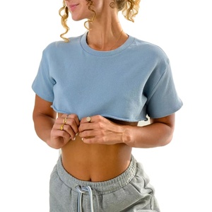 Wholesale Custom Cotton Drop off Shoulder <b>Crop</b> <b>Top</b> Tee Shirt for Women Customize Cotton <b>Crop</b> <b>Top</b> Oversized Women T-shirts - Product Image 1