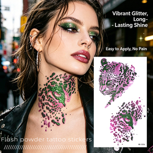 Pegatina de tatuaje estética con estampado de <span class=keywords><strong>leopardo</strong></span> y guepardo, purpurina morada, calavera, araña, mariposa, estilo Y2K, calcomanía artística para cuerpo y rostro para <span class=keywords><strong>mujer</strong></span> - Product Image 5