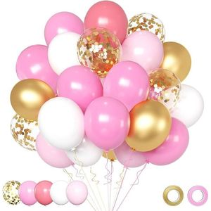 Set di 50 Palloncini in Lattice Rosa e Oro da 12 Pollici per Compleanni, Matrimoni, Addii al Nubilato e Feste di Laurea - Product Image 1