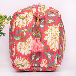 Pochette de maquillage réutilisable à imprimé floral de style bohème, écologique, pour voyage multifonction, avec fermeture éclair, organiseur de cosmétiques durable - Product Image 4