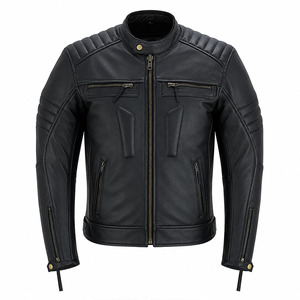 Veste de moto en cuir de vache véritable pour homme avec logo personnalisé, armure CE, style Cafe Racer, noire matelassée, fabricant OEM - Product Image 1