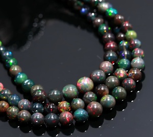 Ópalo Negro Etíope Natural, Cuentas Redondas Pulimentadas, Piedra Preciosa para Joyería, Proveedor Mayorista, Venta al Por Mayor, Exportación Global B2B - Product Image 1