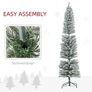 Albero di Natale Artificiale Realistico a Forma di Matita da 2,1 m con 405 Punte Innevate e Base in Metallo - Product Image 5