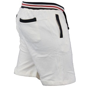 Pantalones Cortos Bermuda de Algodón Tejido Blanco para Hombre con Rayas Laterales, Cintura con Cordón Ajustable, Corte Medio, Estilo Casual - Product Image 2