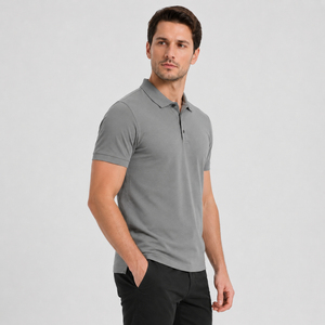 Wholesale Latest Design Men's Polo Shirts Short Sleeve Solid Color Pique Knitted Breathable Casual Style Regular Fit Men's Short - Product Image 3