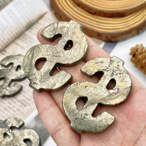 งานแกะสลักหินไพไรต์สีทองรูปสัญลักษณ์<span class=keywords><strong>เงิน</strong></span>ขนาดเล็ก ของตกแต่งคริสตัลจากหินไพไรต์แท้ เหมาะสำหรับเป็นของขวัญวันคริสต์มาสและวันเกิด - Product Image 4