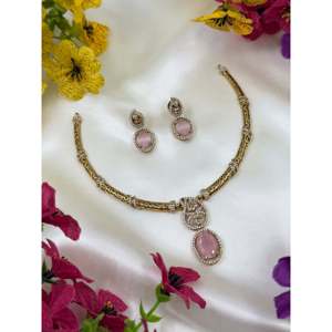 Indian Ethnic Brass Casual <b>Bridal</b> <b>Jewelry</b> <b>Sets</b>-Kamya Victorian Gold Plated Wedding Hasli Necklace <b>Set</b> - Product Image 5