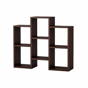 Étagère de rangement moderne en bois à trois niveaux, de type autoportant, marron, présentoir modulaire pour la maison, le bureau et le salon - Product Image 1
