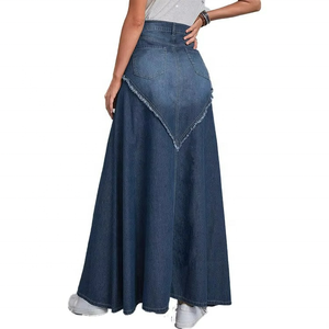 Ladies Blue Denim Long <b>Jean</b> Skirts Denim Maxi Skirt a <b>Line</b> Casual Wholesale Custom Cotton for Women High Quality Vintage Woven - Product Image 2