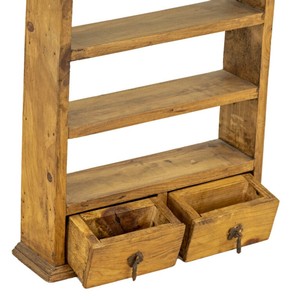 Vintage Pine Wood Wall Shelf with Drawers | Antique Wooden <b>Storage</b> | Wholesale - Product Image 1