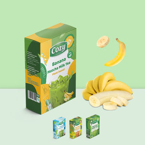 Suministro Directo de Fábrica: Mezcla para Bebida Refrescante de Té Verde en Polvo, Empaque en Cajas de Papel Dúplex con Sobres Individuales, 4 en 1, Té con Leche, Plátano y Matcha - Product Image 1