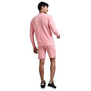 Ensemble de survêtement court décontracté pour homme, personnalisé, respirant, en molleton 100 % coton, imprimé par transfert thermique, col rond, pour la gym - Product Image 5