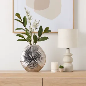 Handmade Metal Tabletop Vase Minimalist Design <b>Tree</b> Ring Pattern Decorative <b>Flower</b> Vase for Interior Designers - Product Image 1