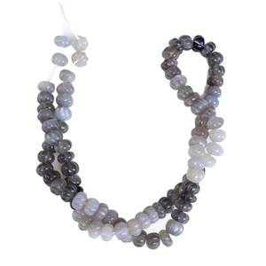 Cuentas de piedra preciosa de piedra lunar gris natural talladas en forma de melón/pelota, para fabricación de joyas, hilo de piedras sueltas - Product Image 1