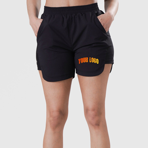 Shorts de course pour femmes personnalisés, taille mi-haute, respirants, avec boutons et poches zippées, en coton, pour l'entraînement sportif et le yoga - Product Image 1