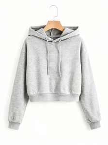 Unisex Black Cropped Hooded Pullover Fleece Hoodie Embroidered Eco-Friendly Boxy Fit Casual Winter Wholesale - Product Image 6