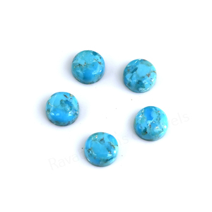 Cabochon de pierre précieuse turquoise d'Arizona de 12 mm, forme ronde, dos plat, poli miroir, lisse, pour la fabrication de bijoux et pendentifs - Meilleures ventes - Product Image 6