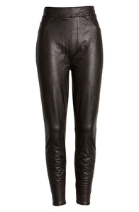 Pantalones de Cuero para Mujer, Cintura Alta Elástica, Estilo Hip Hop, Cuero Genuino Negro, Ropa de Moda de Invierno, Ajuste Cómodo - Product Image 3