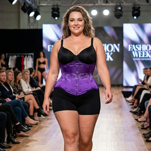 Underbust Steelboned High Quality Curvy Figure Fashion And Fitness Wear Purple Satin <b>Corset</b> - Product Image 2