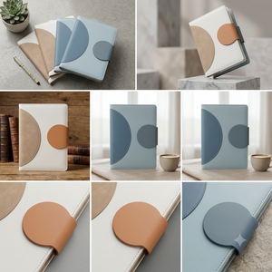 Aurelux A5 PU Leather Half Moon Flap Premium <b>Diary</b> Multicolor Business Journal <b>with</b> Custom Logo for Office Meetings - Product Image 6