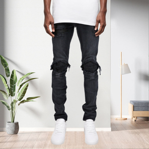 Jeans de Mezclilla para Hombre, Corte Regular, Cintura Alta, Tejido de Punto, Secado Rápido, Ecológicos, Transpirables, Oscuros/Claros, Medio Spandex, Algodón, Pierna Recta - Product Image 1